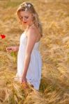 Portrait Of Beautiful Girl In Field Stock Photo