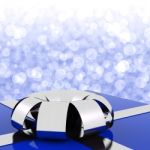 Blue Giftbox With Bokeh Backdrop Stock Photo