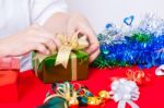 Celebration Theme With Christmas & New Year Gifts Stock Photo