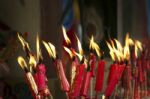 Lucky Red Candles Stock Photo