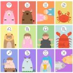 Cute Big Fat Twelve Zodiac Cartoon Stock Photo