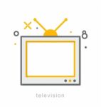 Thin Line Icons, Television Stock Photo