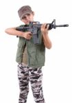 Woman And Rifle Stock Photo