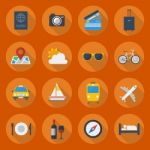 Travel Flat Icon Set Stock Photo