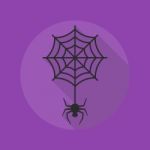 Halloween Flat Icon. Spider With Cobweb Stock Photo