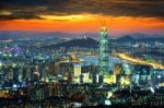 South Korea Skyline Of Seoul, The Best View Of South Korea With Lotte World Mall At Namhansanseong Fortress Stock Photo