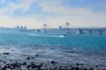 Gwangan Bridge And Haeundae In Busan,korea Stock Photo