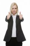 Businesswoman Thumbs Up Stock Photo