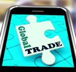 Global Trade Smartphone Means Online Worldwide Commerce Stock Photo