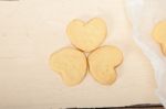 Heart Shaped Shortbread Valentine Cookies Stock Photo