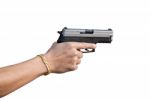 Hand Holding Gun Stock Photo