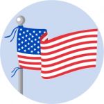 Usa Flag Stars And Stripes On Flagpole Circle Cartoon Stock Photo