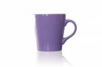 Violet Coffee Mug Isolated On White Background Stock Photo