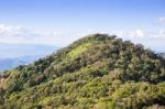 Top Of Mountain With Beautiful Sky Stock Photo