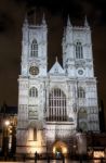 View Of Westminster Abbey At Nighttime Stock Photo