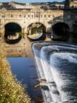 View Of Pulteney Bridge And Weir In Bath Stock Photo