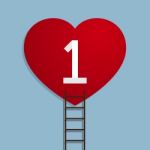 Heart With Number One And Ladder Stock Photo