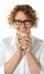 Woman Enjoying Coffee Stock Photo