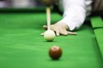 Ball And Snooker Player Stock Photo