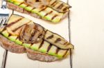 Grilled Vegetables On Bread Stock Photo