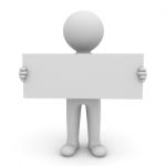 3d Man Holding Blank Board Stock Photo