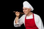 Expert Chef Tasting The Dish Stock Photo