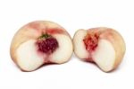 Paraguayo Peach Sliced In Half Stock Photo