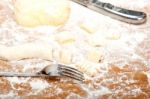 Making Fresh Italian Potato Gnocchi Stock Photo