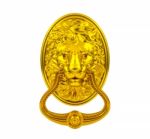 Golden Lion Door Knocker Stock Photo