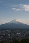 Mt Fuji View In Twilight Stock Photo