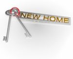 New Home Key Shows Moving Into House Stock Photo