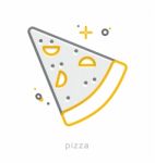 Thin Line Icons, Pizza Stock Photo