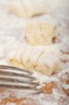 Making Fresh Italian Potato Gnocchi Stock Photo