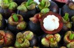 Mangosteen Opened On Many Close Stock Photo