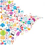 Social Network Background With Media Icons Stock Photo