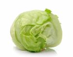 Green Iceberg Lettuce On White Background Stock Photo