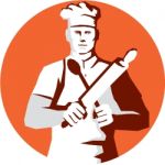 Chef Cook Rolling Pin Spatula Stencil Stock Photo