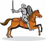 Knight Riding Horse Cartoon Stock Photo