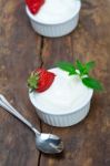 Organic Greek Yogurt And Strawberry Stock Photo