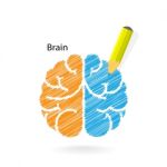 Creative Scribble Brain Sign Stock Photo