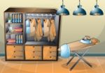 Cartoon  Illustration Interior Clothing Room With Separated Layers Stock Photo