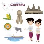 Cartoon Infographic Of Cambodia Asean Community Stock Photo