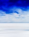 Vertical Vivid Blank Empty Winter Lake Horizon Landscape With Cl Stock Photo