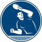 Table Tennis Player Serving Circle Icon Stock Photo