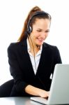 Businesswoman With Laptop Stock Photo