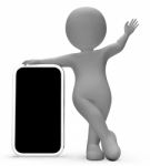 Smartphone Character Means World Wide Web And Blank 3d Rendering Stock Photo