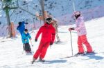 Deogyusan,korea - January 1: Skier Skiing On Deogyusan Ski Resort In Winter,south Korea On January 1, 2016 Stock Photo