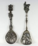 Two Antique Silver Teaspoons Stock Photo