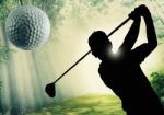 Golfer Putting A Ball On The Green Stock Photo