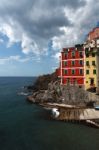 Riomaggiore View, Gulf Of 5 Terre D Stock Photo